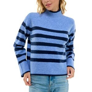 NWT Ultra Flirt Blue Striped Mock Neck Sweater Small